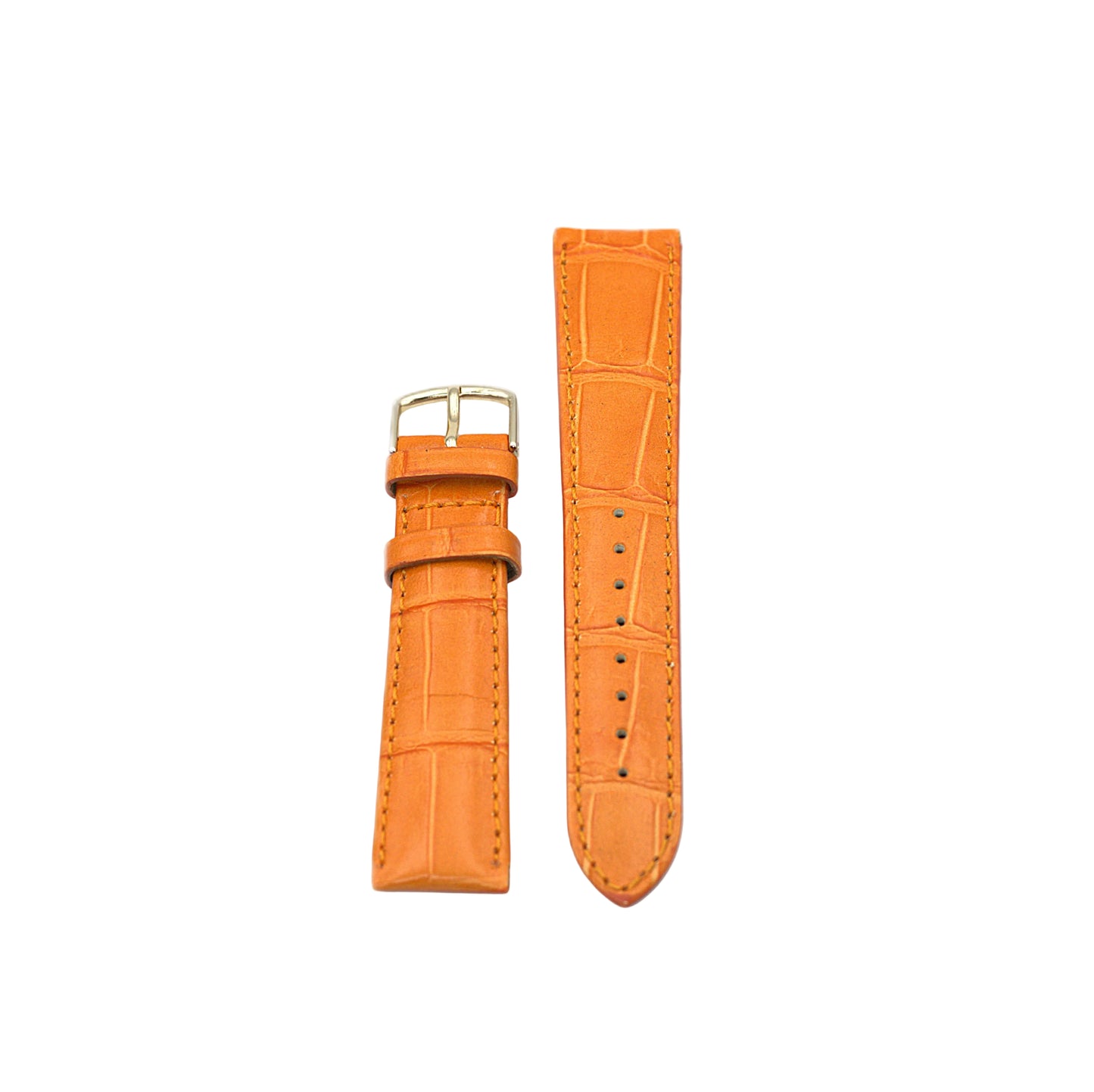 Orange Leather Strap with Croc Grain