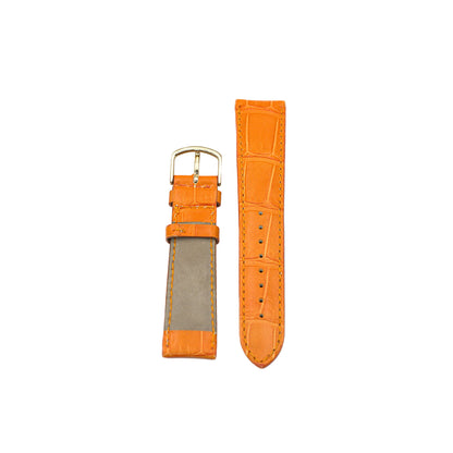 Orange Leather Strap with Croc Grain